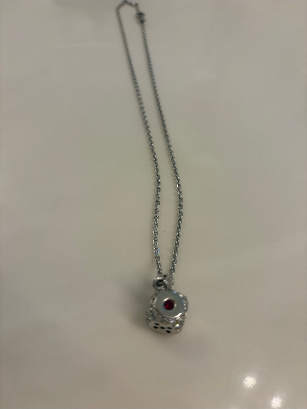 Swarovski Silver Necklace with Red Gem Pendant - Women's Jewelry